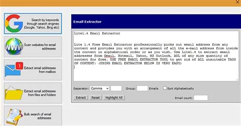 email extractor lite 1.4|lite 4 u email extractor.